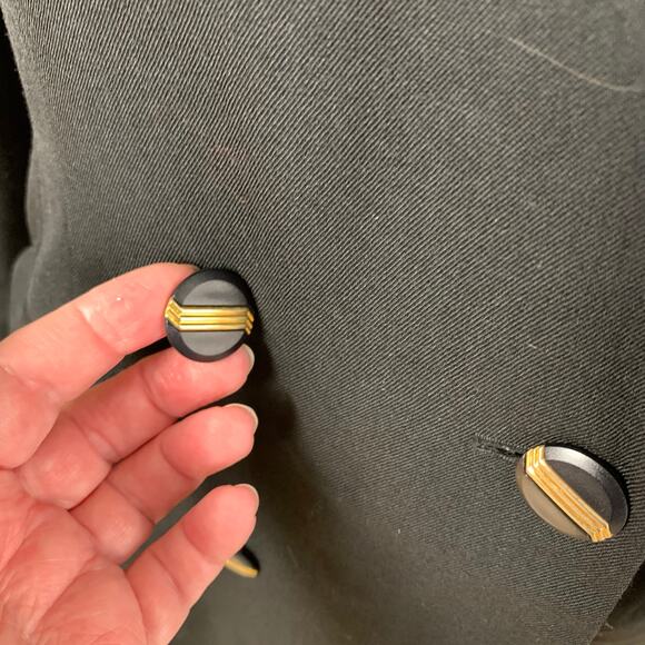 Vintage Llyod Williams Sz 8 Double Breasted Blazer Dress Coat  Black Minimalist - Picture 7 of 8